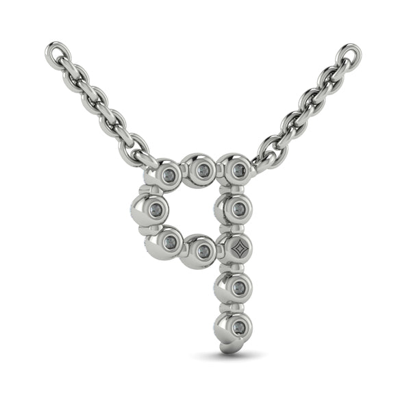 Diamond Alphabet Pendant Necklace, P