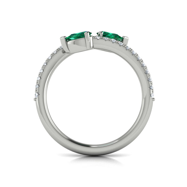 Diamond and Pear Emerald Wrap Ring