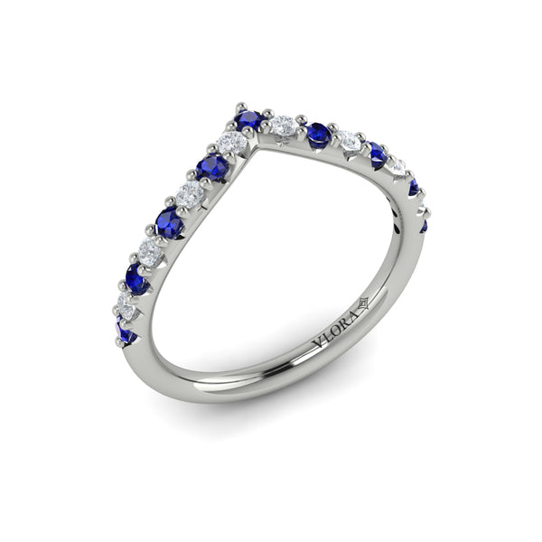Sapphire and Diamond Contour Band