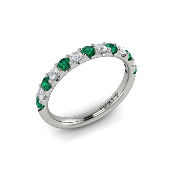 Emerald and Diamond Stackable Band