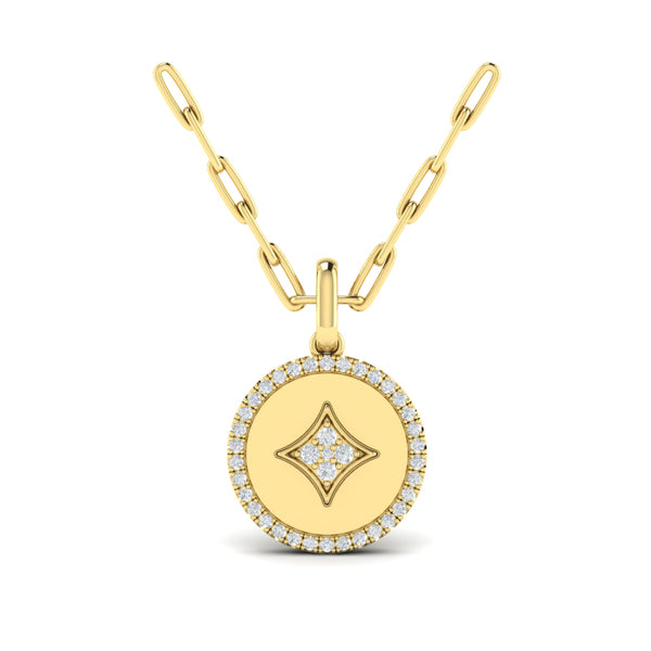 Center Star Diamonds and Bezel Pendant Necklace