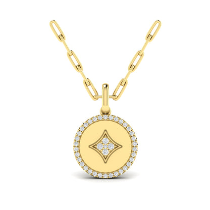 Center Star Diamonds and Bezel Pendant Necklace