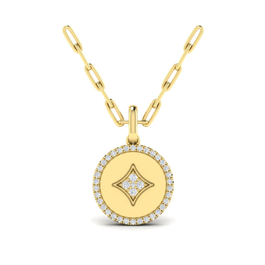 Center Star Diamonds and Bezel Pendant Necklace