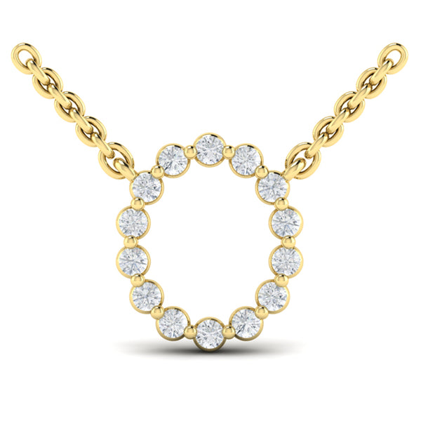 Diamond Alphabet Pendant Necklace, O
