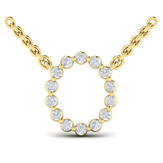 Diamond Alphabet Pendant Necklace, O