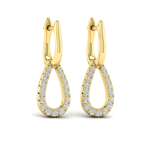Diamond Open Tear Drop Link Earrings