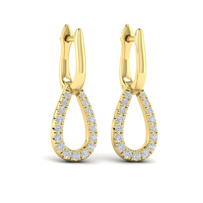 Diamond Open Tear Drop Link Earrings