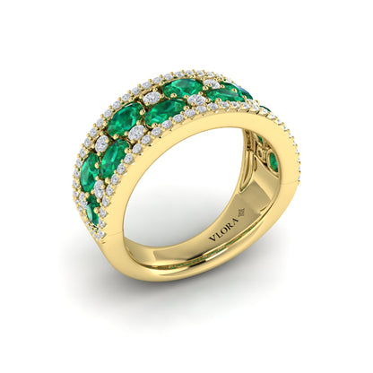 Multi Diamond and Emerald Statement Ring