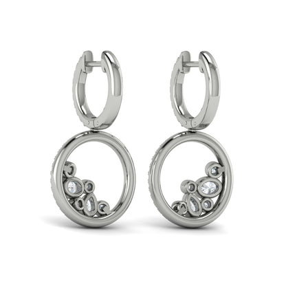 Pavé Halo and Bezel Set Diamond Circle Earrings