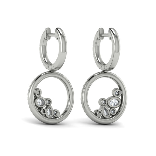 Pavé Halo and Bezel Set Diamond Circle Earrings