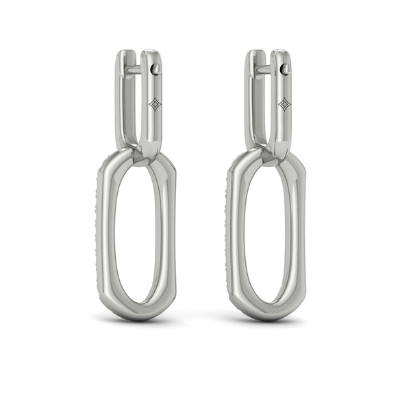 Diamond North South Open Oval Pendant Link Earrings