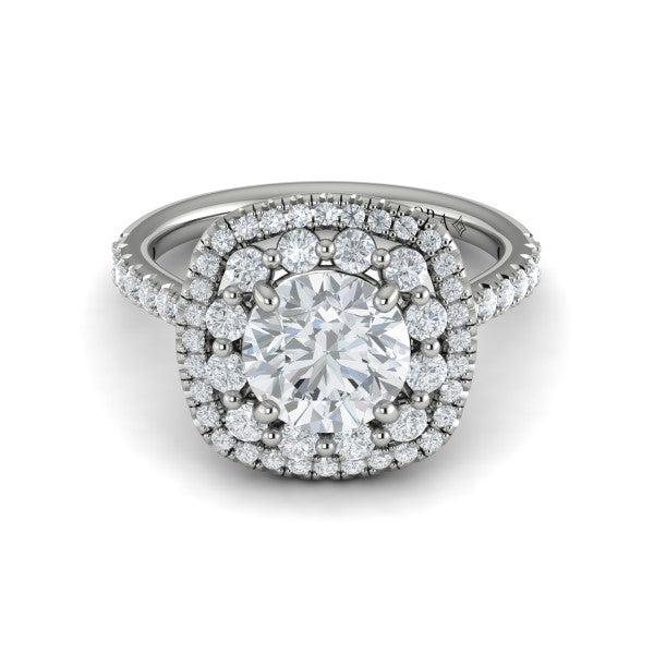 Double Euro Halo Round Engagement Ring