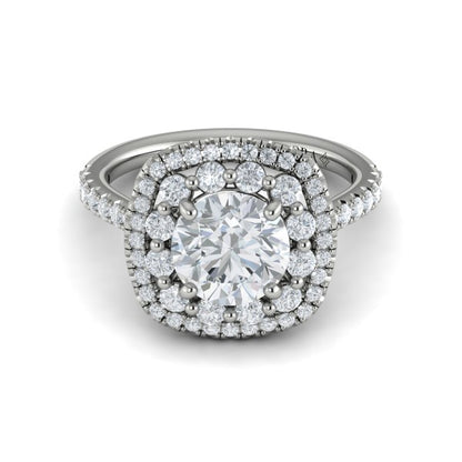 Double Euro Halo Round Engagement Ring