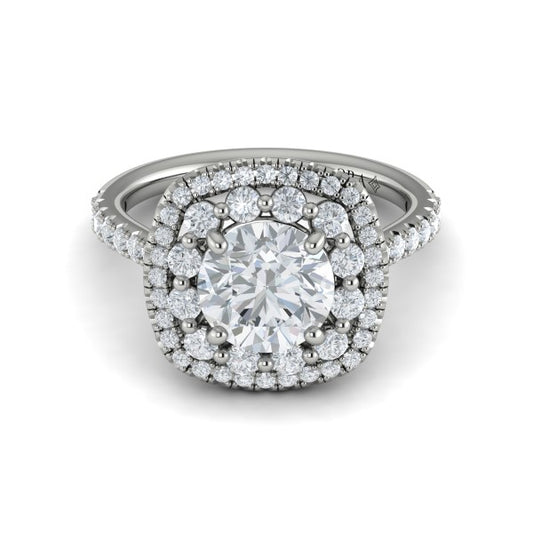 Double Euro Halo Round Engagement Ring