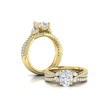 Enchanted Vine Oval Hidden Halo Engagement Ring