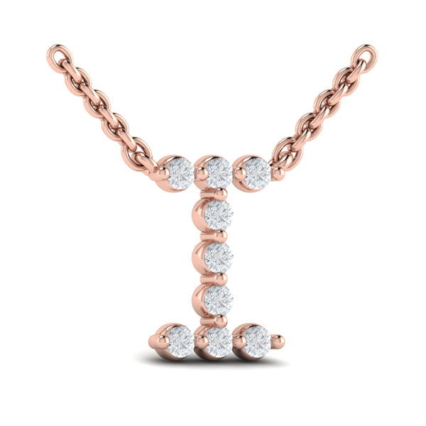Diamond Alphabet Pendant Necklace, I