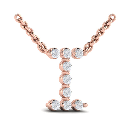 Diamond Alphabet Pendant Necklace, I