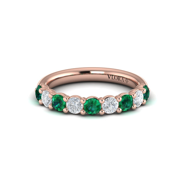 Classic Emerald and Diamond Stackable Band