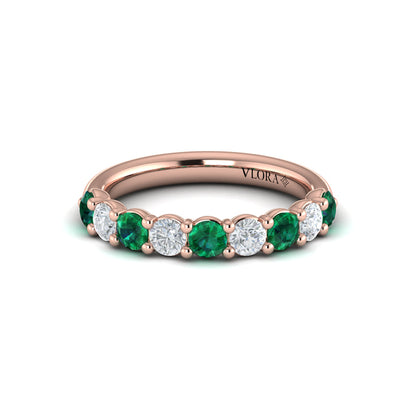 Classic Emerald and Diamond Stackable Band