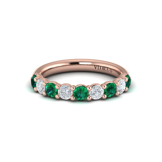 Classic Emerald and Diamond Stackable Band