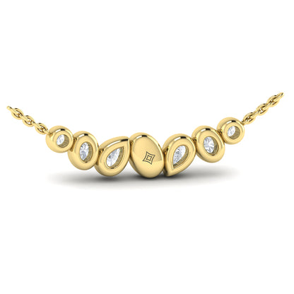 Bezel‑Set Pear, Oval and Round Shaped Diamond Curved Necklace