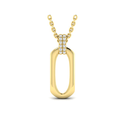 Diamond Accent North South Open Oval Pendant with Link Necklace