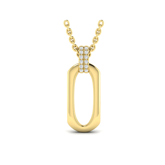 Diamond Accent North South Open Oval Pendant with Link Necklace