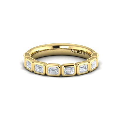Matching Band for Emerald Cut Bezel Engagement Ring with Bezel Set Accent Diamonds