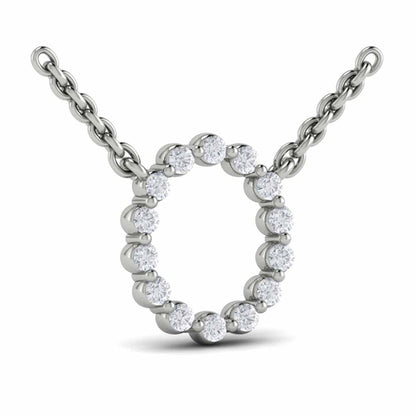 Diamond Alphabet Pendant Necklace, O