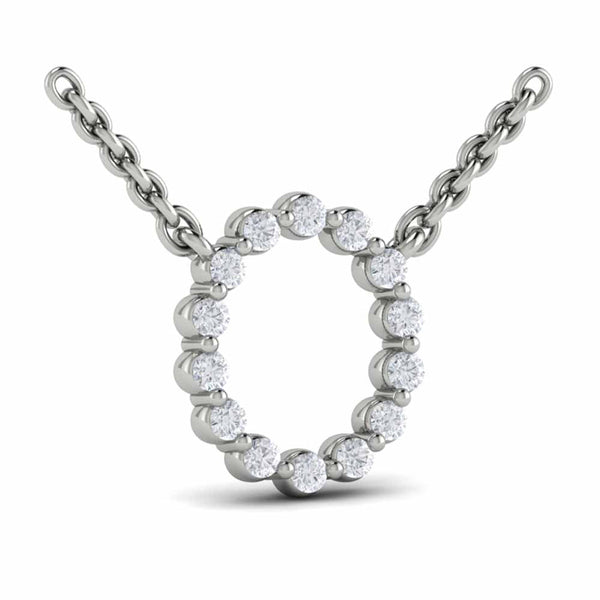Diamond Alphabet Pendant Necklace, O