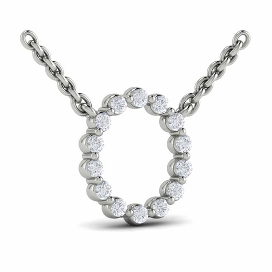 Diamond Alphabet Pendant Necklace, O
