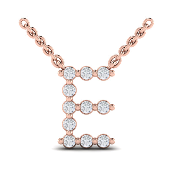 Diamond Alphabet Pendant Necklace, E