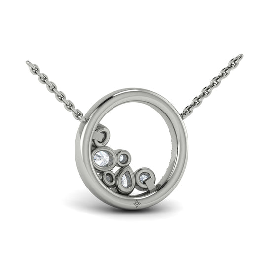 Pavé Halo and Bezel Set Diamond Pendant Necklace