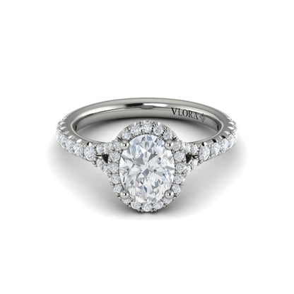 Timeless Halo Split Shank Oval Engagement Ring