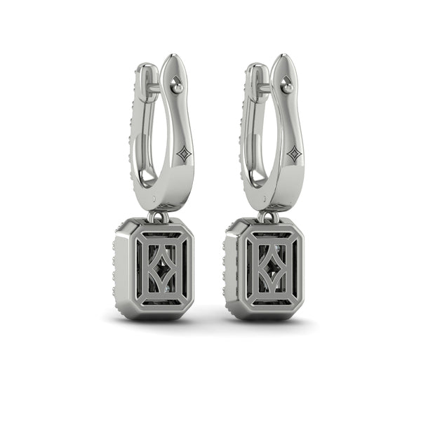 Diamond Baguette Halo Drop Huggie Earrings