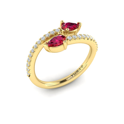 Diamond and Pear Ruby Wrap Ring