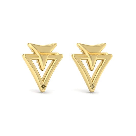 Diamond Double Trinity Open Stud Earrings