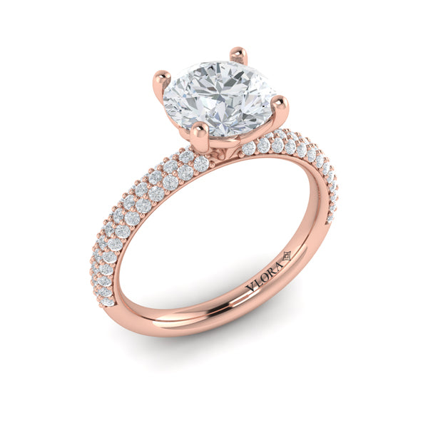 Shimmering Engagement Ring with Micropave Band