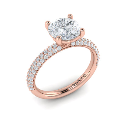 Shimmering Engagement Ring with Micropave Band