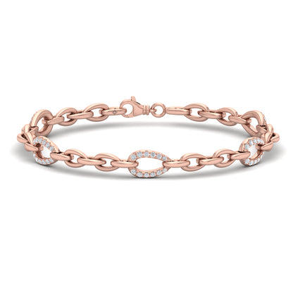 Diamond Open Tear Drop Link Bracelet
