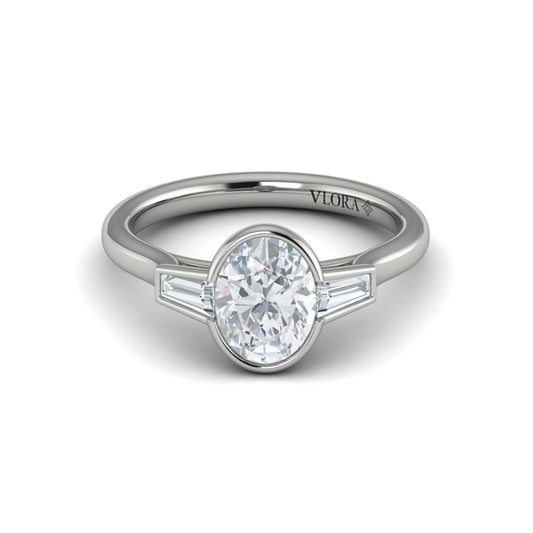Modern Trio Oval Bezel Engagement Ring