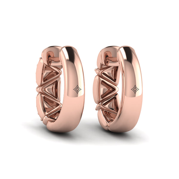 Double Diamond Trinity Huggie Earrings