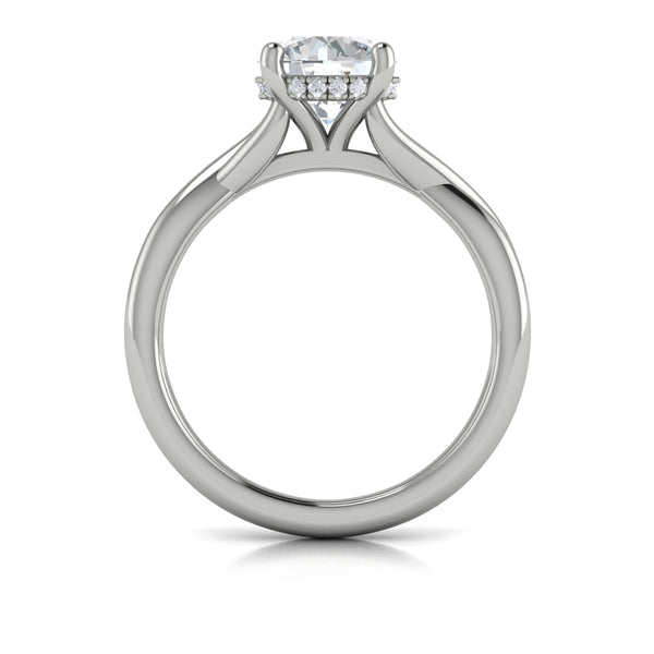 Round Solitaire, Hidden Halo Engagement Ring in Platinum by Vlora Bridal