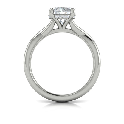 Round Solitaire, Hidden Halo Engagement Ring in Platinum by Vlora Bridal
