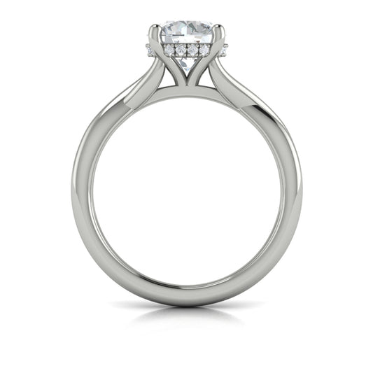 Round Solitaire, Hidden Halo Engagement Ring in Platinum by Vlora Bridal