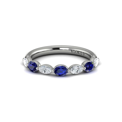 Sapphire and Diamond Stackable Band