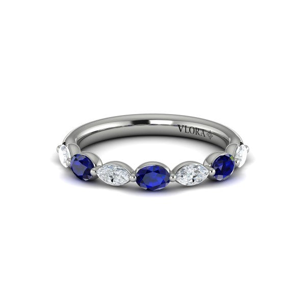 Sapphire and Diamond Stackable Band