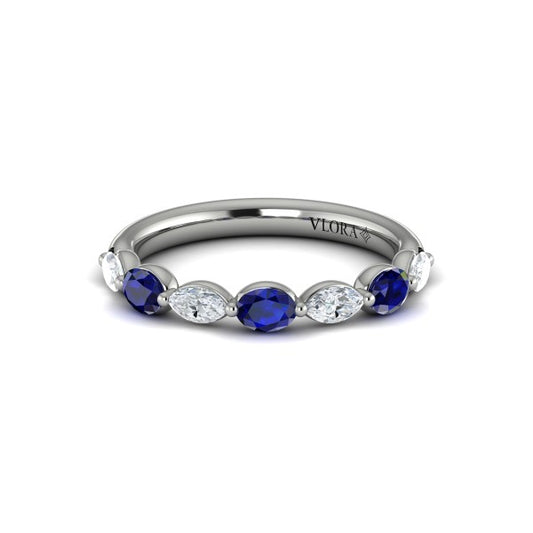 Sapphire and Diamond Stackable Band