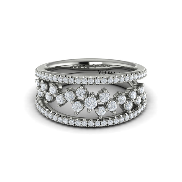 Floating Diamond Cluster Ring