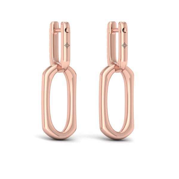 Diamond Accent North South Open Oval Pendant Link Earrings